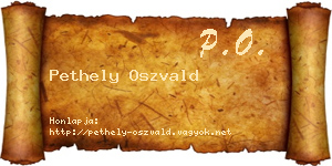 Pethely Oszvald névjegykártya